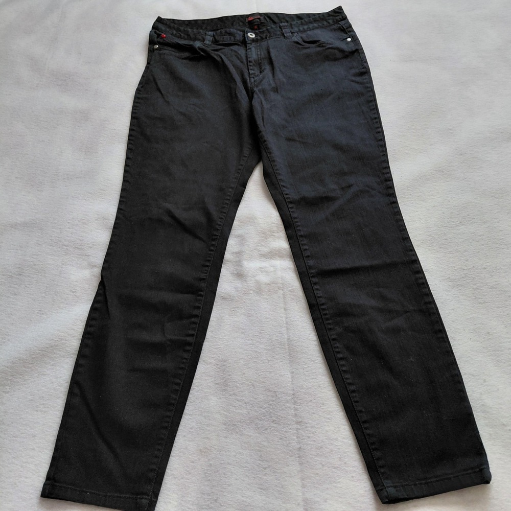 Sofia Vergara Womens Black Straight Leg Jeans High Rise Denim Pants 10 SVFL7303S